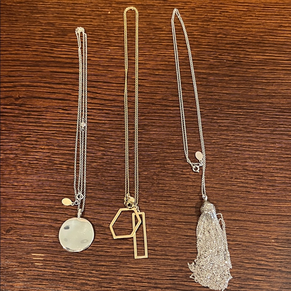 LOFT Silver and Gold Geometric Necklace Set
